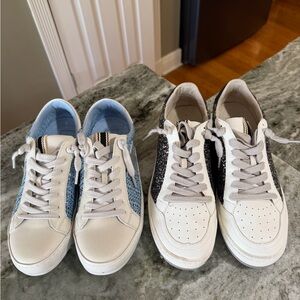 ShuShop White and Blue AND Glitter Sneakers. Both pair for sale.